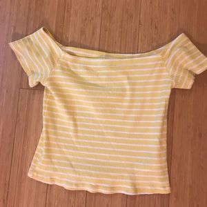 Yellow off-the-shoulder crop top